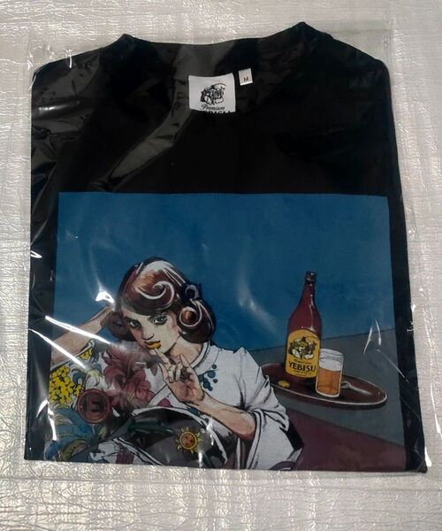 【クーポン200円引】新品Mサイズ ヱビスビール 荒木飛呂彦描き下ろしデザイン Tシャツ 黒 ビーチパトロール