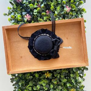 JANAYAハンドメイド ドール用帽子 黒色リボン ブライス ねんどろいどどーる