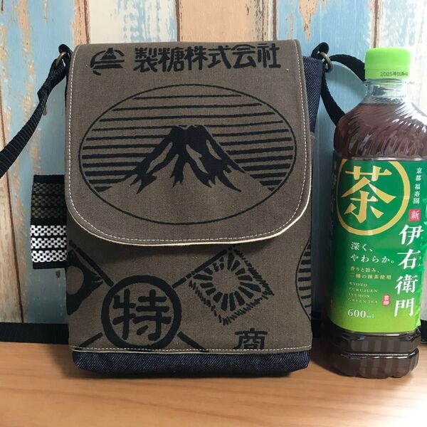 714 中性的 男性 帆布 前掛け 酒屋 昭和レトロ ハンドメイド スマホポーチ