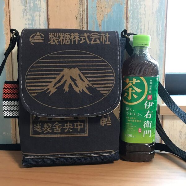 715 焦茶 中性 帆布 前掛け 酒屋 昭和レトロ ハンドメイド スマホポーチ