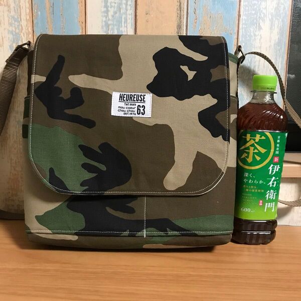 727 ショルダーバッグ 草緑 カモフラ 迷彩柄 中性 帆布 ハンドメイド