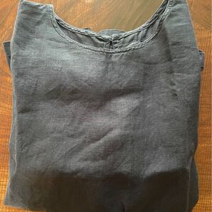 IDEE POOL いろいろな服 麻 リネン 長袖 シャツ ブラウス ネイビー