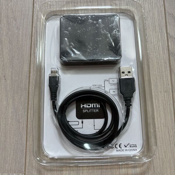 HDMIスプリッター 分配器 2画面同時出力 4K USB電源ケーブル付き