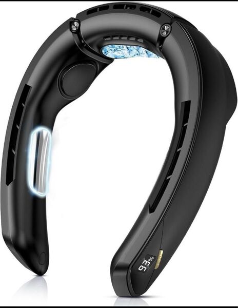 ネッククーラー 冷却プレート 首掛け扇風機 ネックファン 100段階風量調節 黒 ブラック 風量調節