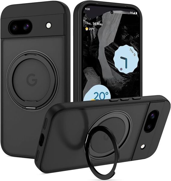 Google Pixel 8A ケース 360°回転スタンド 縦横両対応 リング マグネット