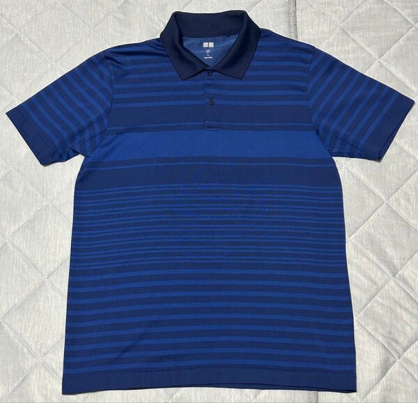 【美品・UNIQLO】ドライEX ポロシャツ L ネイビー×ブルーボーダー 吸汗速乾 1回試着のみ 2017年製カラー