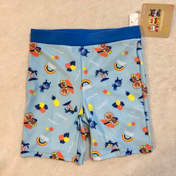 新品100cm アンパンマン 男児水着 ブルー 水色 男の子