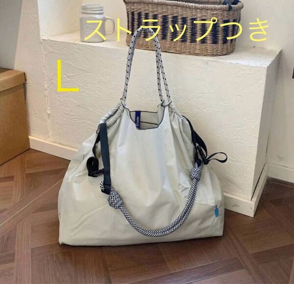 トートバッグ ハンドバッグ ナイロン ショルダー Lサイズ ストラップ付き