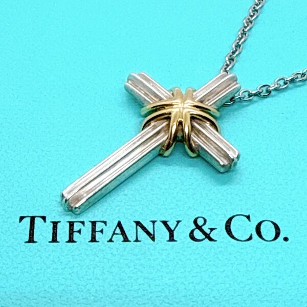 【社外チェーン 美品】Tiffany&Co. シグネチャー クロス ネックレス 十字架 SV925 ペンダント