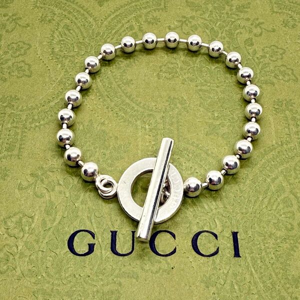 【美品】GUCCI ボールチェーン ブレスレット トグル 16cm シルバー シルバーチェーンブレスレット グッチ SV925