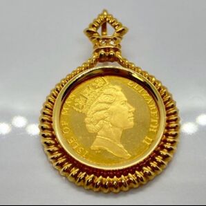 プルーフ硬貨 k22 k18マン島 ソブリン金貨 ダイヤ0.01ct 1991年