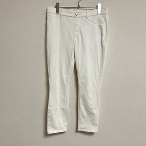 【UNIQLO】ユニクロ (XL) 白デニムパンツ テーパード ストレート 脚長ウルトラストレッチクロップドレギンスパンツ