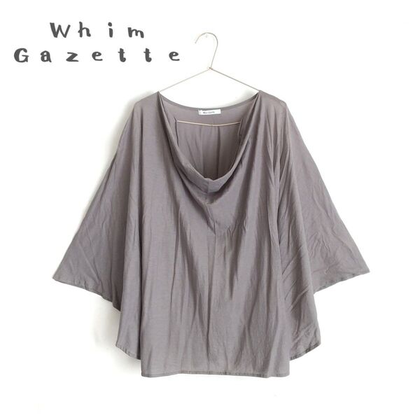【Whim Gazette】ドレープネックドルマンカットソー 半袖 トップス グレー