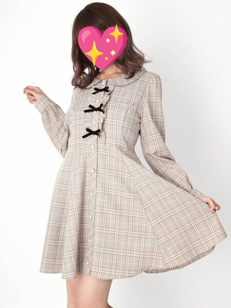 Ank Rouge フロントリボンチェックワンピース