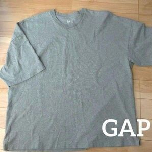 【値下げ 激安価格】GAP オーバーサイズ グレーXL サイドスリット 質感あり素材Tシャツ
