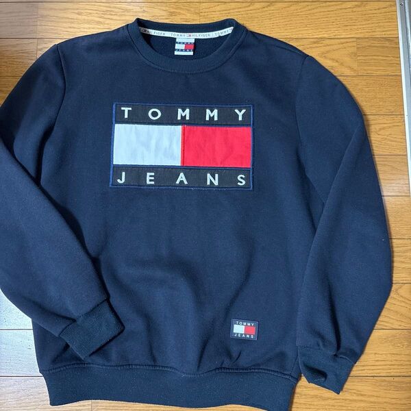 TOMMY JEANS トレーナー 刺繍ロゴ ネイビー