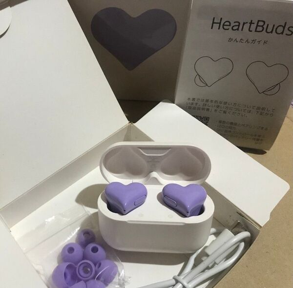 【中古】Bluetoothイヤホン HeartBuds パープル
