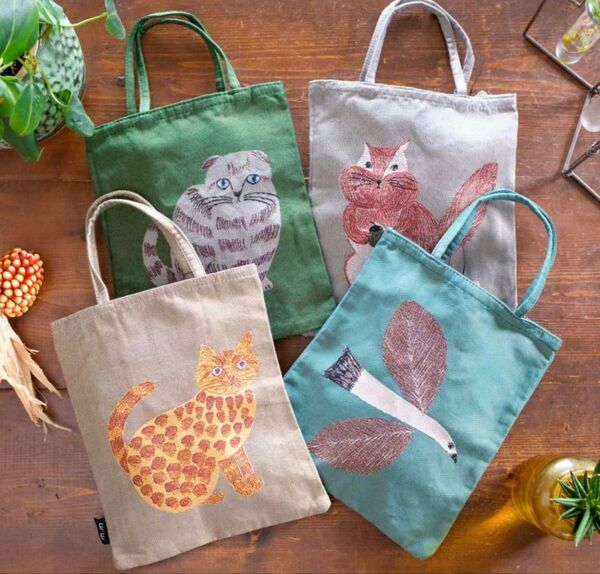 ハンドメイド m トートバッグ ねこ 松尾ミユキ 猫 Matsuo Miyuki bag ゴブラン織りミニバッグ かばん