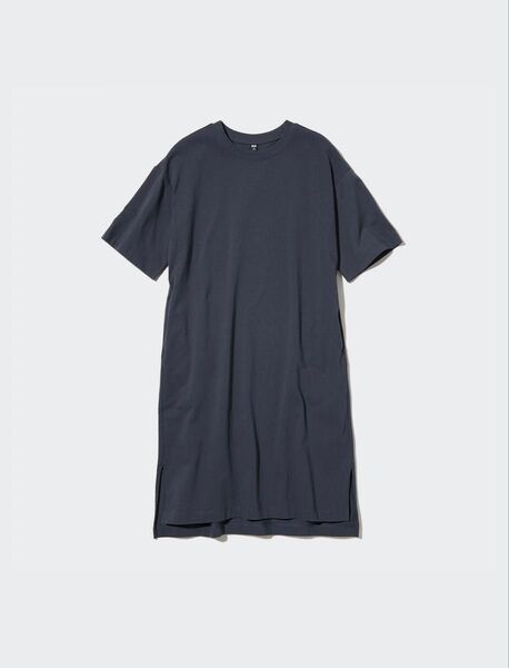 Tシャツ 半袖 無地 ワンピース クルーネックTワンピース ユニクロ レディース グレー 夏服 シンプル