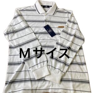 SANTA BARBARA 長袖ポロシャツ Mサイズ ホワイト×ブラック
