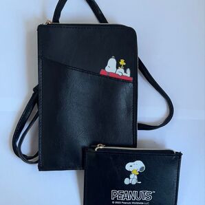 【新品未使用セット】ミニマムに可愛くお洒落なSNOOPY PEANUTS ショルダーバッグ サコッシュ&小財布のセット