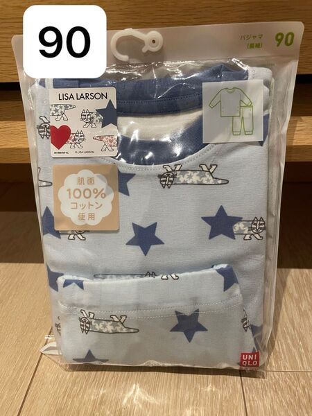 ベビー パジャマ ユニクロ UNIQLO長袖 リサ・ラーソン 90cm キッズ 男の子 星 青 ブルー 綿100%