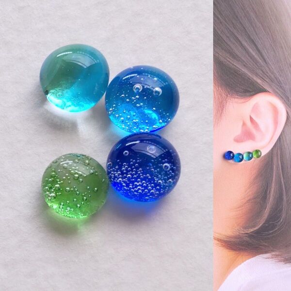 【21G/18G/16G】サージカルステンレスピアス イヤリング ボディピアス ガラスナギット4個 No.682