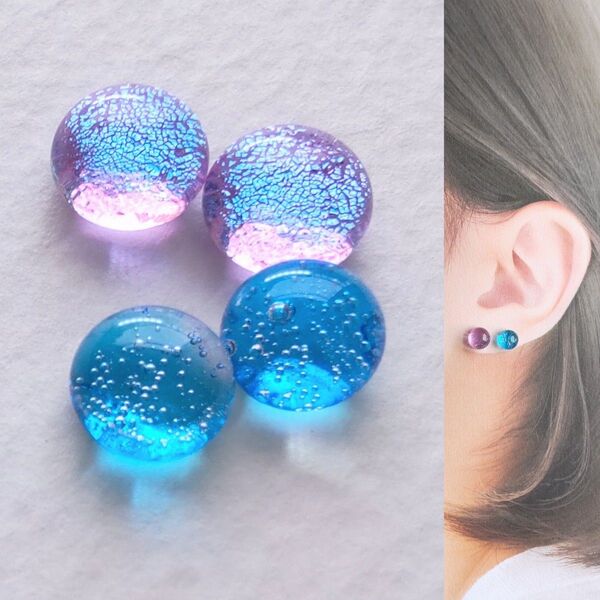 【21G/18G/16G】サージカルステンレスピアス イヤリング ボディピアス ガラスナギット2ペア No.686