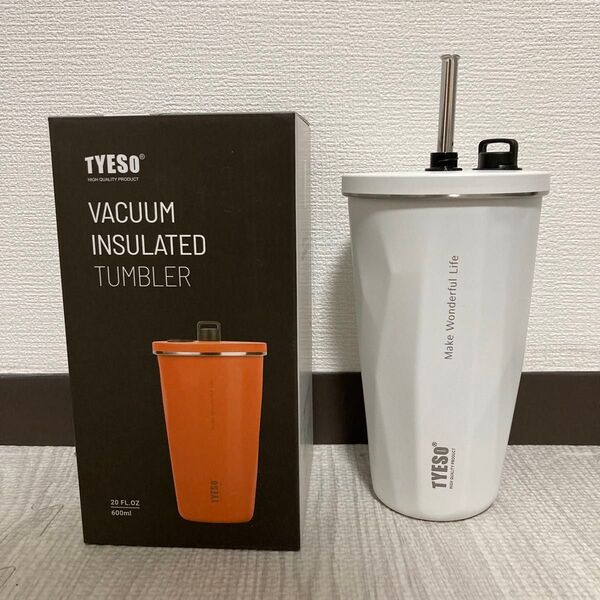 TYESO【新品】タンブラー ステンレス 600ml ホワイト 白 保温保冷