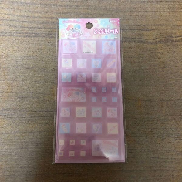 タイルシール カットピース シール キキララ リトルツインシスターズ ピンク 平成 レトロ ブロック サンリオ