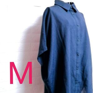 【USED/送料込】 COCA M レディーストップス ブラウス シャツ ボタンシャツ ブルー