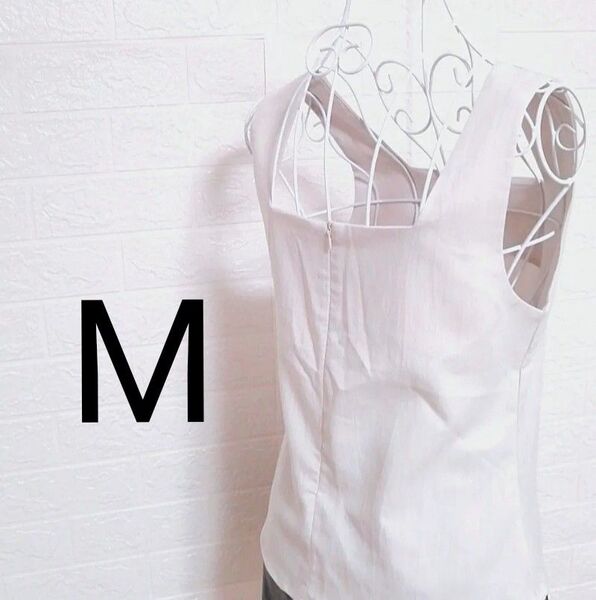 【USED/送料込】 emi+ レディース M トップス カットソー ノースリーブ スクエアネック ベージュ グレージュ