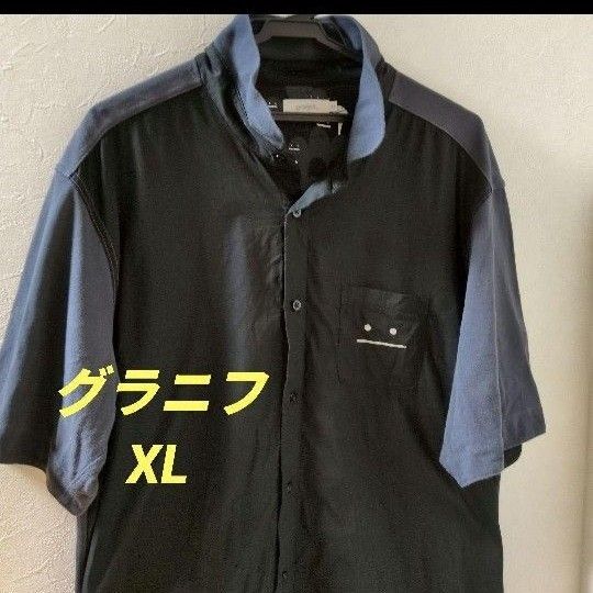 グラニフ ビューティフルシャドー半袖ボタンシャツ XL