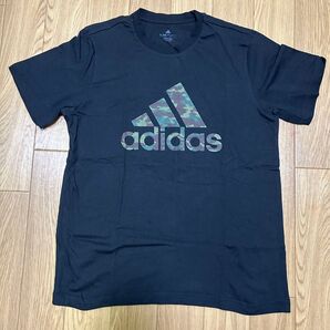 【アディダス】 カモフラ柄Tシャツ 黒 XL