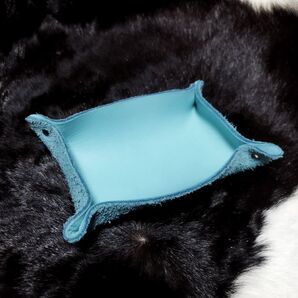 革小物 トレイ 水色 ハンドメイド