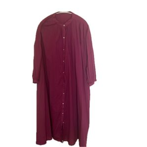 and me シャツワンピース 綿100 ロング丈 バンドカラー