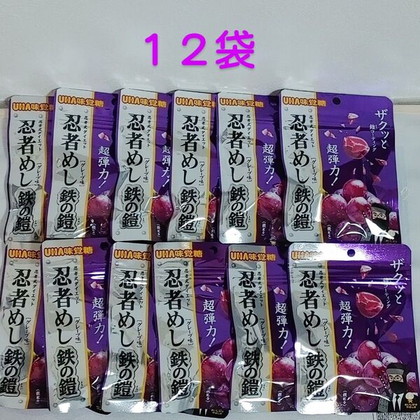 忍者めし鉄の鎧グレープ味12袋セット 賞味期限全て26.3 ゆうパケットポスト箱発送 1袋おまけ付き