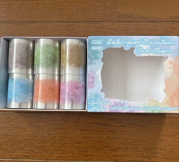 未使用 カラフルペイント6巻セット PET 防水 DIY クラフト シール 海外 コラージュ ステッカー