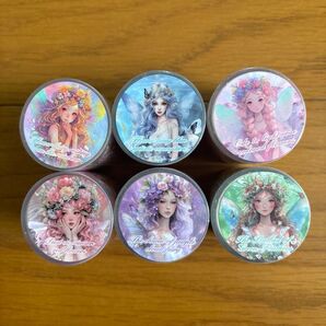 未開封 妖精と花6巻セット PET 防水 DIY クラフト シール 海外 コラージュ ステッカー