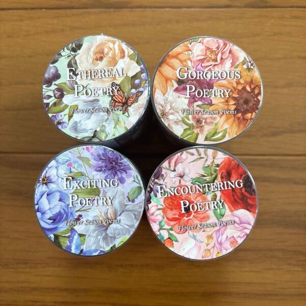 未開封 輝く花4巻セット PET 防水 DIY クラフト シール 海外 コラージュ ステッカー