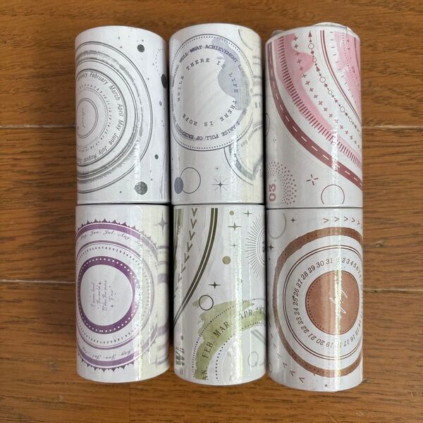 未開封 レトロ幾何学6巻セット DIY クラフト シール 海外 コラージュ ステッカー