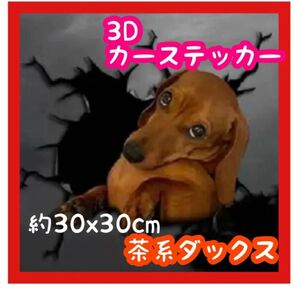 【まとめ割あり】ミニチュアダックス 茶系 カーステッカー 犬 3D 傷隠し