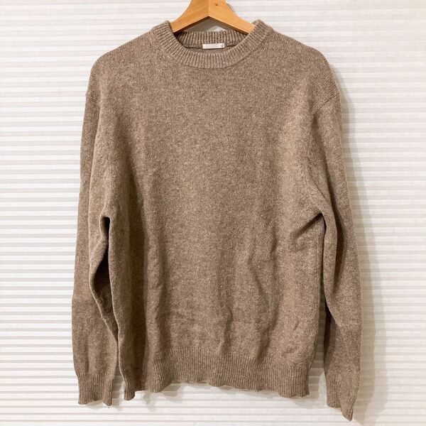 送料無料! UNIQLO ニット セーター ベージュ クルーネック トップス
