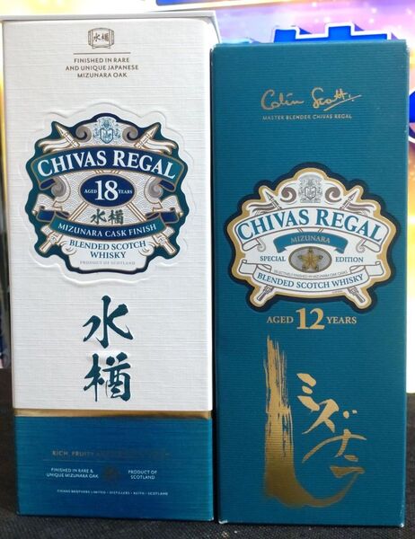 週末値引き【未開栓】水楢シーバスリーガル18年+12年CHIVAS REGALミズナラ箱有り
