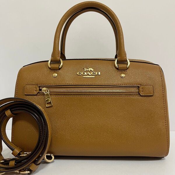 美品 COACH コーチ ローワン 2way ショルダーバッグ ハンドバッグ ボストン レザー ブラウン F79946 通勤通学