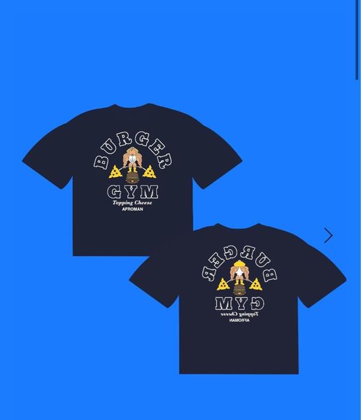 jackpotmarket BURGER GYM アフロマン Tシャツ ネイビー フリーサイズ 未使用