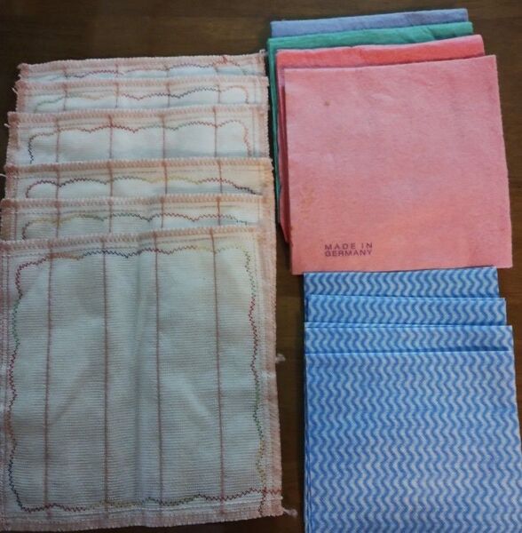 12点 不織布 新品37×37cmキッチンタオル 厚手 吸水 速乾4枚 白綿麻4枚 ブルー4枚