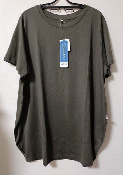 タグ付き未使用品 カーキ tシャツカットソーチュニック コクーンtシャツチュニック