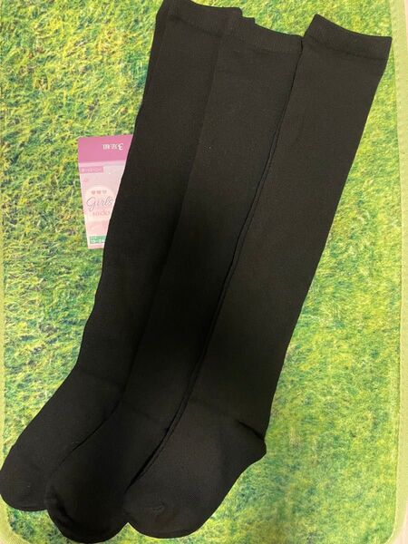 女の子 ハイソックス オーバーニー丈 ニーハイソックス 19〜24cm 黒 無地