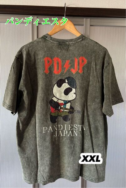 パンディエスタ PANDIESTA Tシャツ 半袖 パンダ ギタリスト パウダー加工 メンズ 和柄 554358 カーキ
